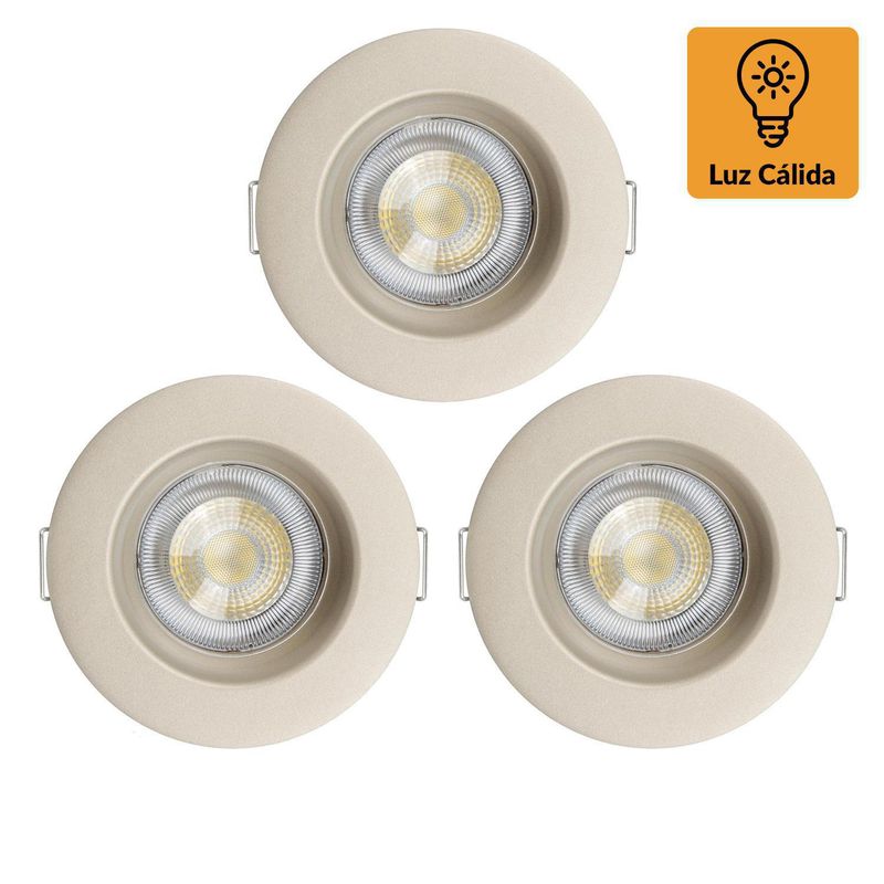 DAIRU - Set 3 Spots LED empotrado 5W Luz Cálida Circular Satinado