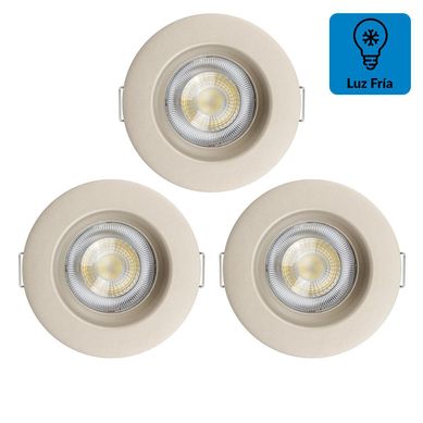 Set 3Spots LED empotrado 5W Luz Fra Circular Satinado
