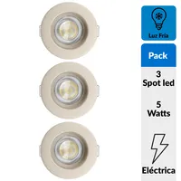 Pack 3 Panel Led SpotEmpotrado Circular Satin 5W Luz Fría