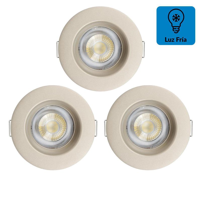 DAIRU - Set 3 Spots LED empotrado 5W Luz Fría Circular Satinado