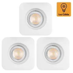 DAIRU - Set 3 Spots LED empotrado 5W Luz Cálida Cuadrado Blanco