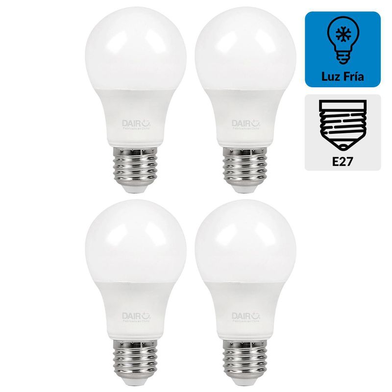 DAIRU - Pack 4 Ampolletas Led 12 W E27 1350 lm Luz Fría
