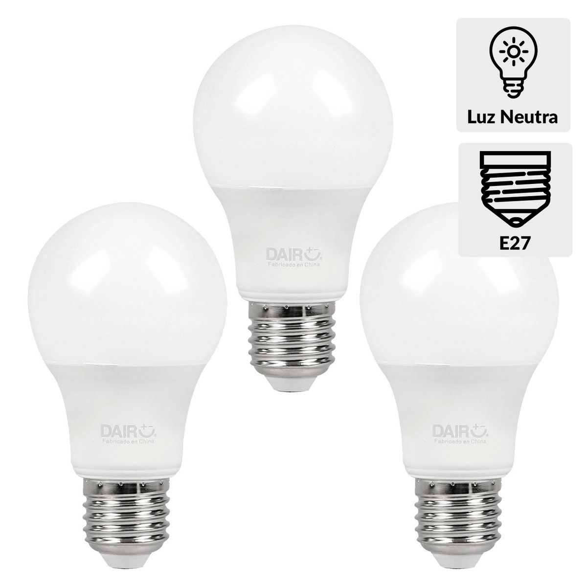 DAIRU - Pack 3 Ampolletas Led 100 W E27 1350 lm Luz Cálida