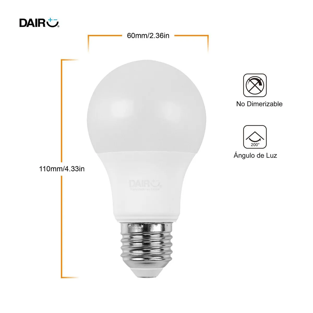 DAIRU - Pack 4 Ampolletas Led 7.5 W E27 806 lm Luz Fría