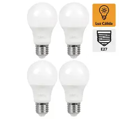 DAIRU - Pack 4 Ampolletas Led 7.5 W E27 806 lm Luz Cálida