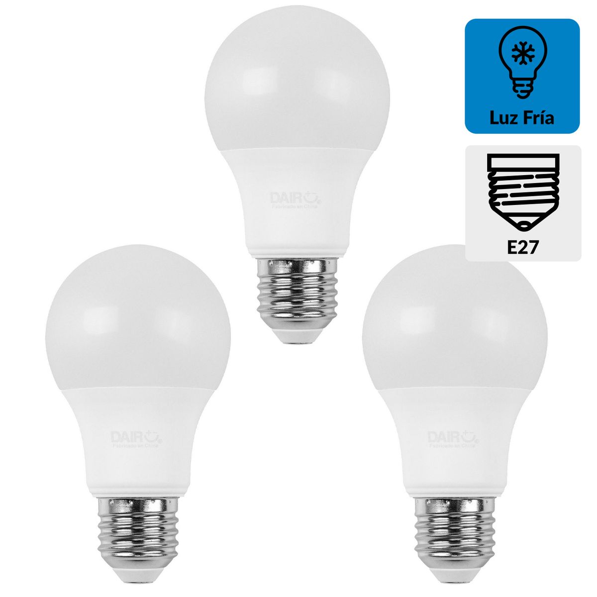 DAIRU - Pack 3 Ampolletas Led 60 W E27 806 lm Luz Fría