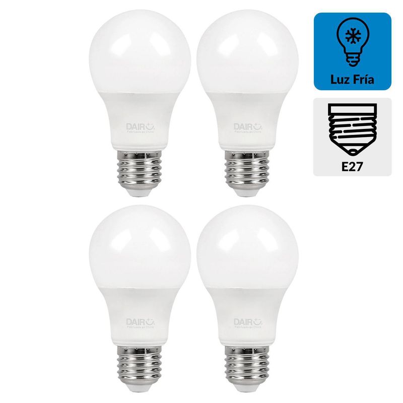 DAIRU - Pack 4 Ampolletas Led 10.5 W E27 1060 lm Luz Fría