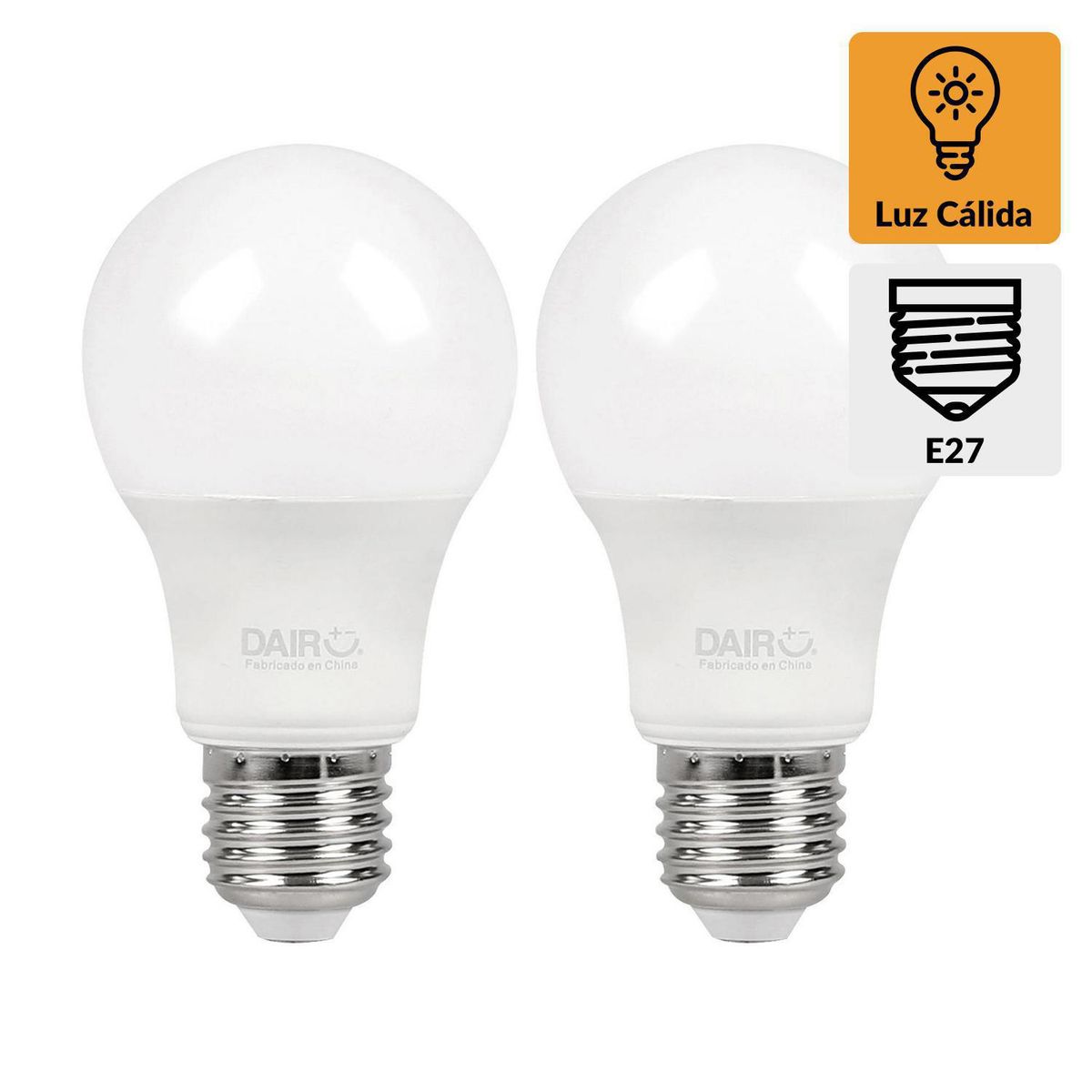 DAIRU - Pack 2 Ampolletas Led 7.5 W E27 806 lm Luz Cálida