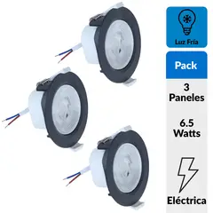 DAIRU - Pack 3 Paneles Led negros 6,5W Luz Fría