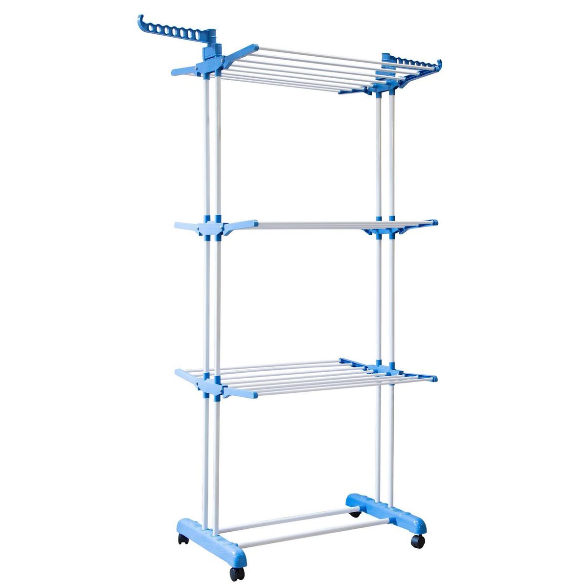 KLEINE WOLKE - Tendedero de Ropa Torre 3 Niveles Plegable Acero 64x73x173 cm Blanco