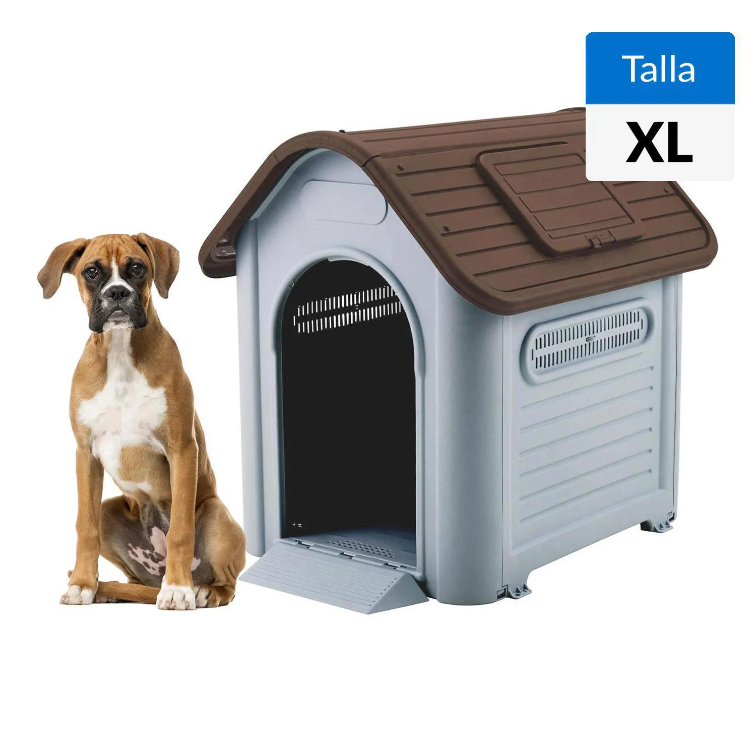 Casa para Perro 96x82x107 cm Café; Gris claro Sodimac Falabella