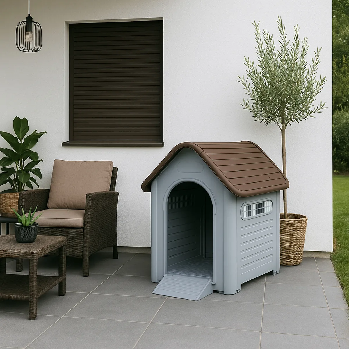 PETIZOOS - Casa para Perro 96x82x107 cm Café; Gris claro