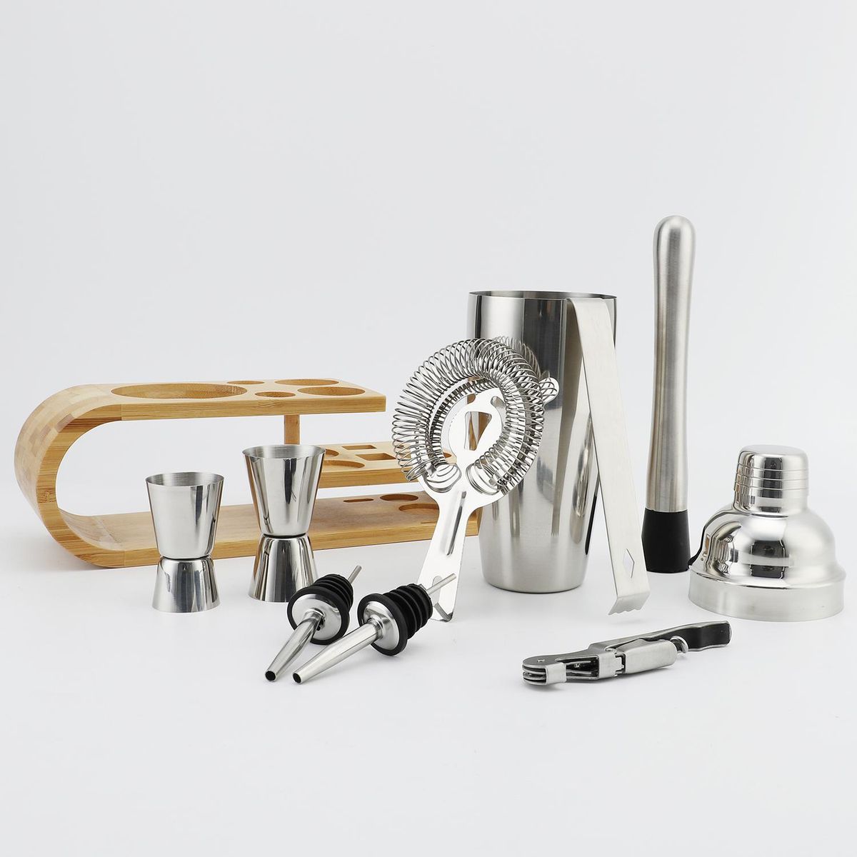 JUST HOME COLLECTION - Juego de coctelera 10 piezas y rack