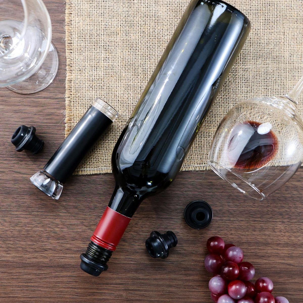 JUST HOME COLLECTION - Bomba de vacío manual + 4 tapones