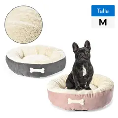 PETIZOOS - Cama Redonda M para Perro 18x56x56 cm Gris-Beige, Rosa-Beige