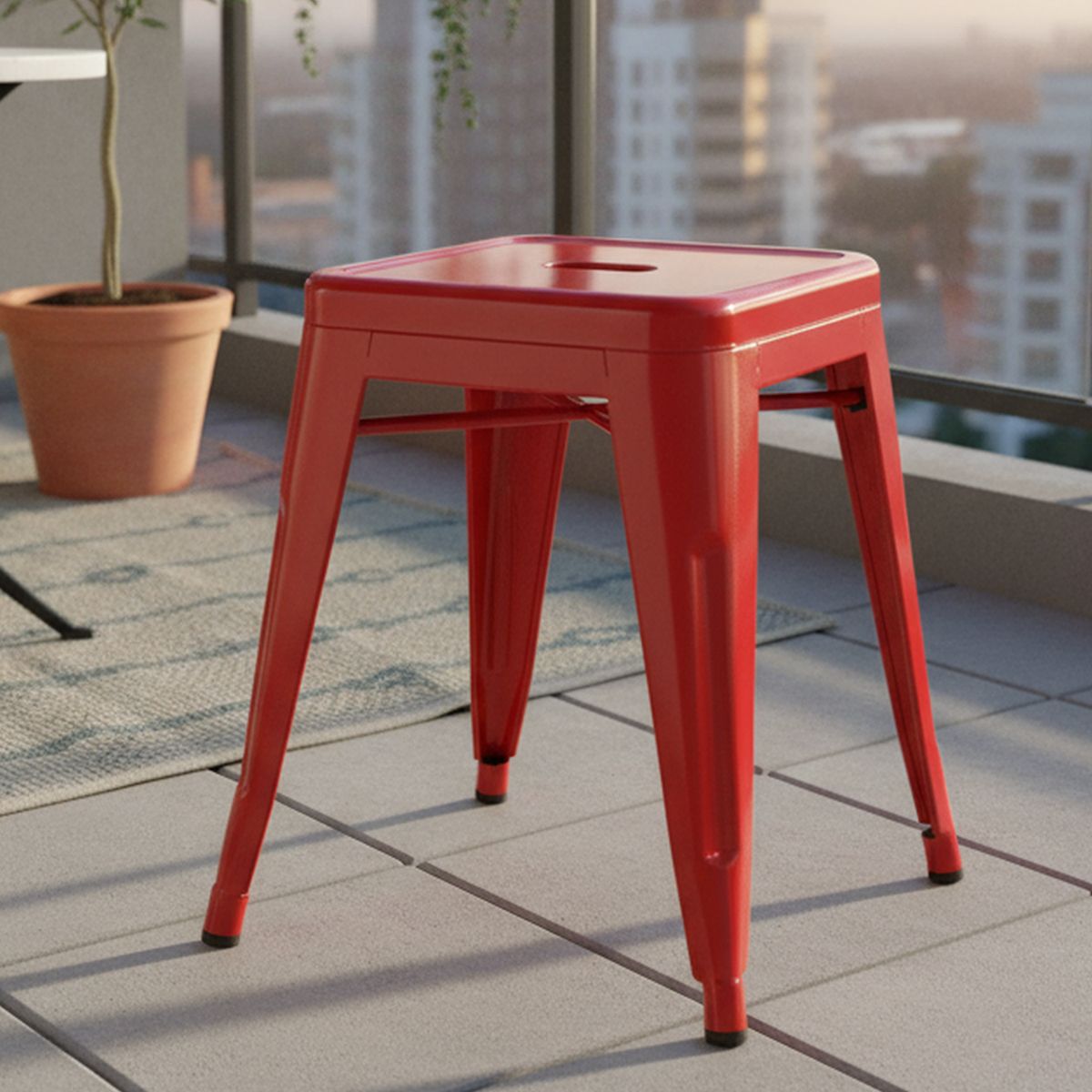 JUST HOME COLLECTION - Piso Apilable Tolix Rojo 46x30.5x30.5 cm