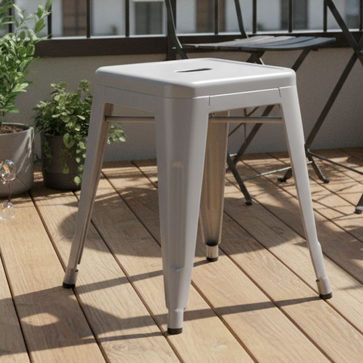 JUST HOME COLLECTION - Piso Apilable Tolix Plateado 46x30.5x30.5 cm