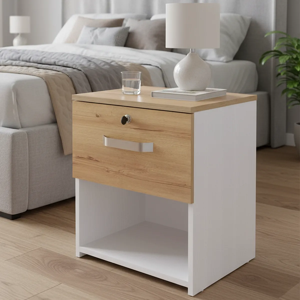 JUST HOME COLLECTION - Velador 1 Cajón(es) Duna 40x50x35.4 cm Blanco