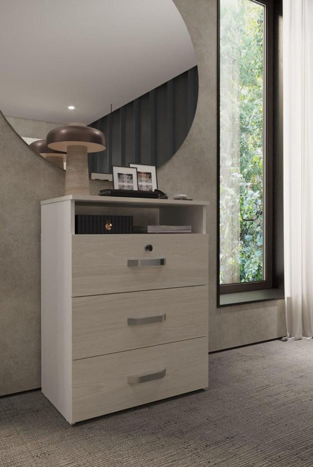 JUST HOME COLLECTION - Cómoda 3 Cajón(es) Niebla 60x80x36.3 cm Blanco