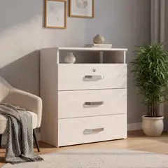 JUST HOME COLLECTION - Cómoda 3 Cajón(es) Niebla 60x80x36.3 cm Blanco