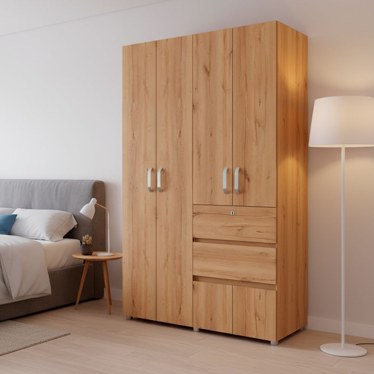 JUST HOME COLLECTION - Clóset Duna 4 Puerta(s) 2 Cajón(es) 1 Repisa(s) 120x200x50 cm Blanco