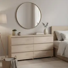 JUST HOME COLLECTION - Cómoda 6 Cajón(es) Niebla 150x70x40 cm Gris/Plata