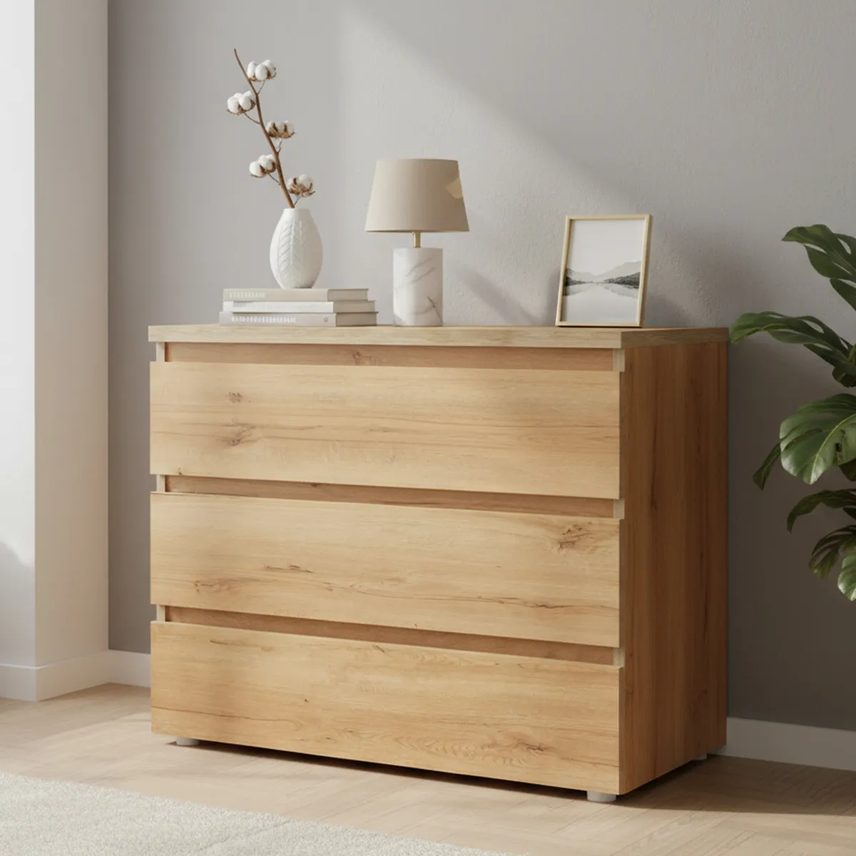 JUST HOME COLLECTION - Cómoda 3 Cajón(es) Duna 80x70x40 cm Blanco