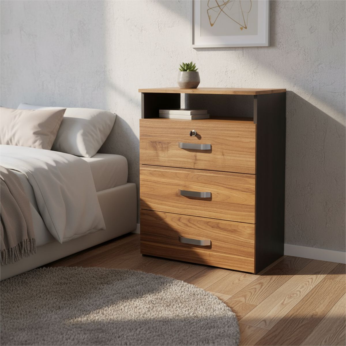 JUST HOME COLLECTION - Cómoda 3 Cajón(es) Gales 60x80x36.3 cm Wengue