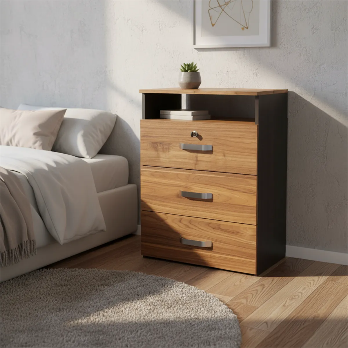 JUST HOME COLLECTION - Cómoda 3 Cajón(es) Gales 60x80x36.3 cm Wengue