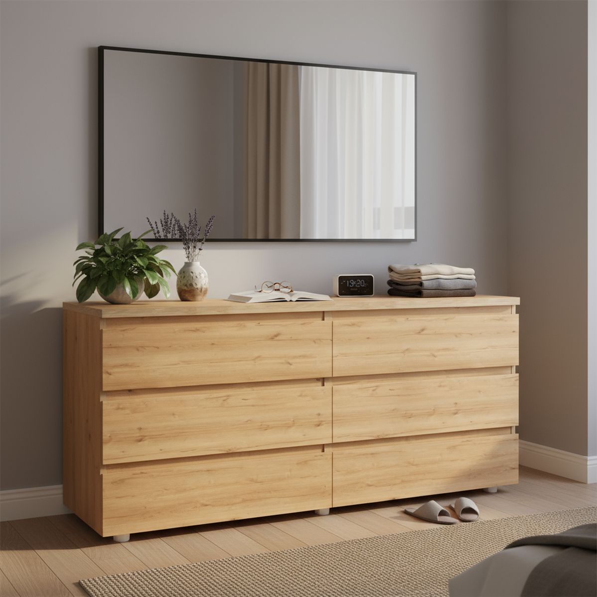 JUST HOME COLLECTION - Cómoda 6 Cajón(es) Duna 150x70x40 cm Blanco