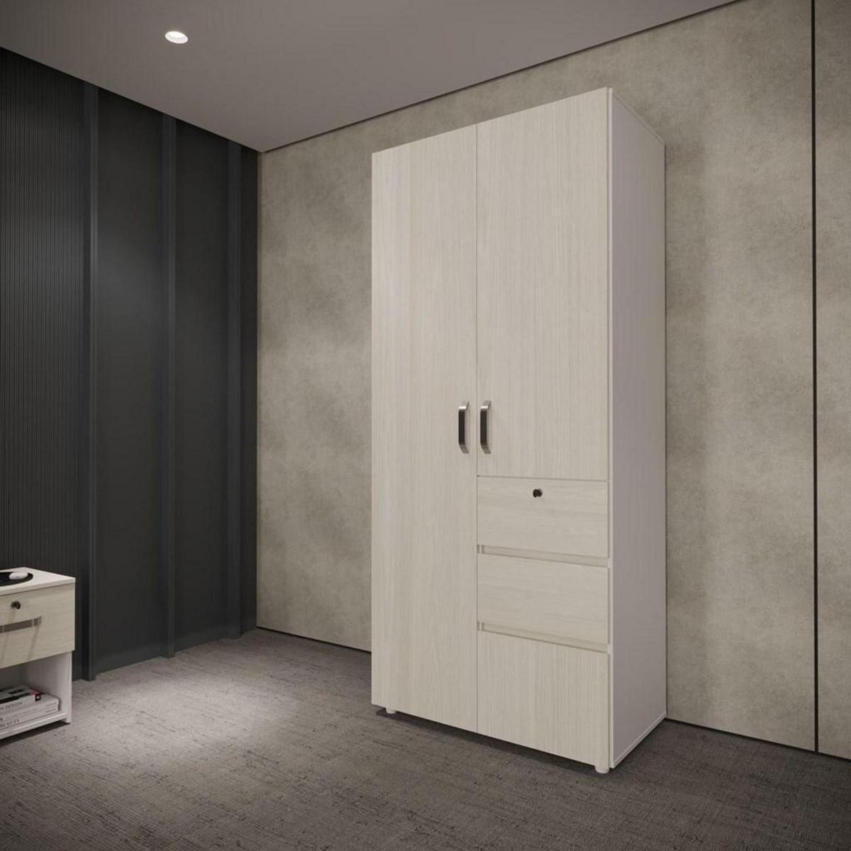 JUST HOME COLLECTION - Clóset Niebla 2 Puerta(s) 2 Cajón(es) 3 Repisa(s) 90x200x50 cm Blanco