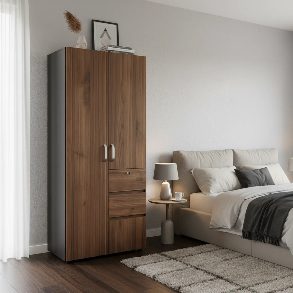 JUST HOME COLLECTION - Clóset Gales 2 Puerta(s) 2 Cajón(es) 3 Repisa(s) 90x200x50 cm Gales/Wengué