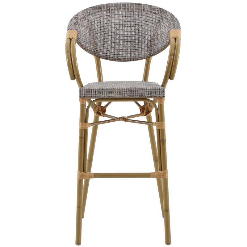 JUST HOME COLLECTION - Silla de Bar para Terraza Aluminio HY-8220W Gris/Madera 115x56x58 cm