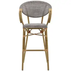 JUST HOME COLLECTION - Silla de Bar para Terraza HY-8220W Gris/Madera 115x56x58 cm