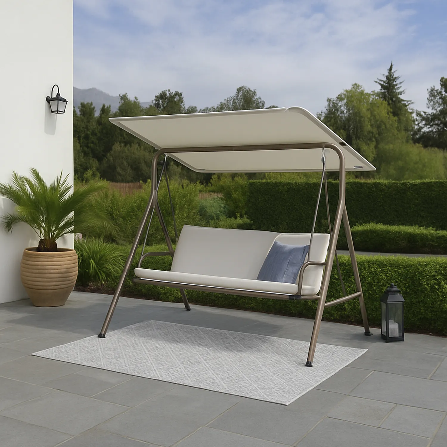 Sillón columpio de terraza personas taupe Sodimac Chile