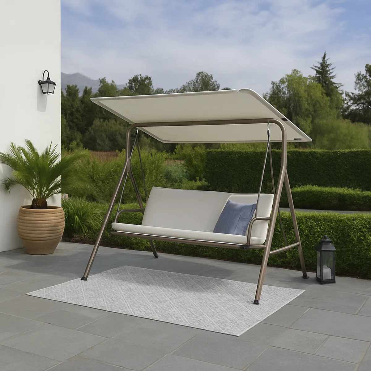 JUST HOME COLLECTION - Sillón columpio de terraza 3 personas taupe