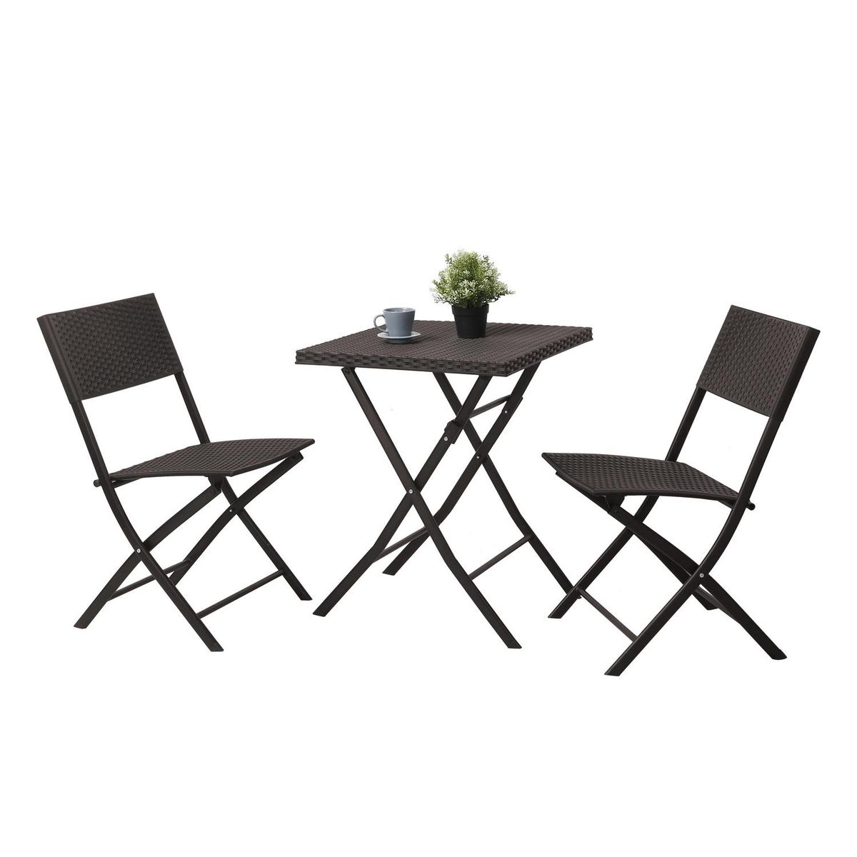 JUST HOME COLLECTION - Juego de Balcón de Terraza Cambridge 2 Personas Café Oscuro