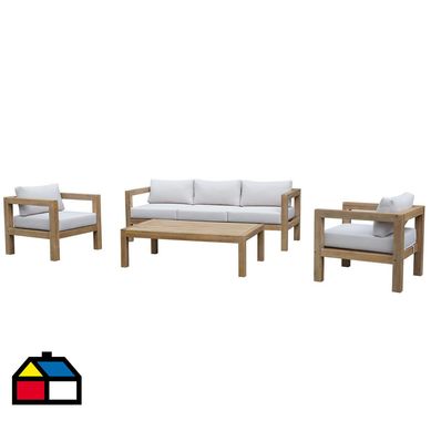 Juego de Living de Terraza Madera 5 Personas Natural