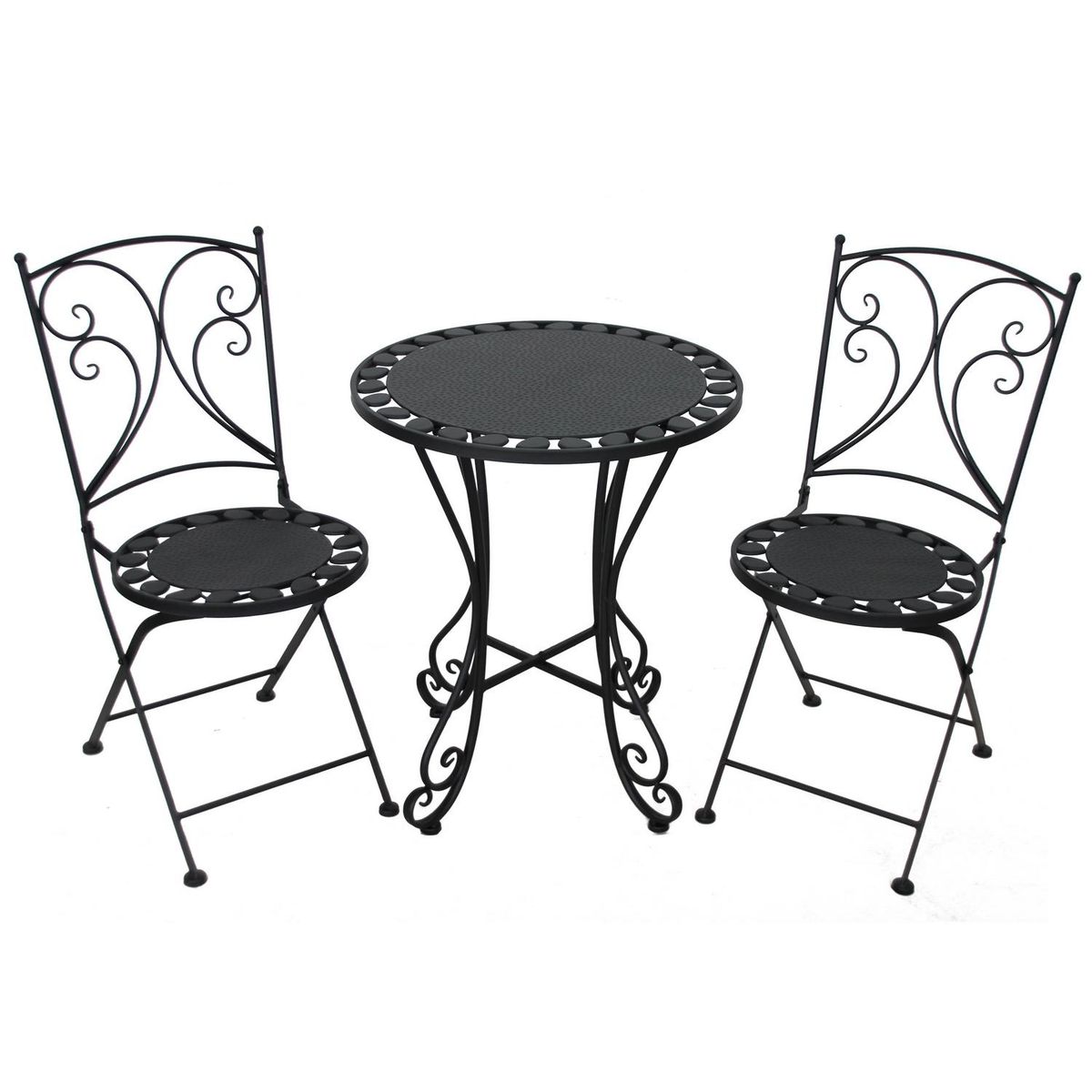 JUST HOME COLLECTION - Juego de Balcón de Terraza Roma 2 Personas Negro