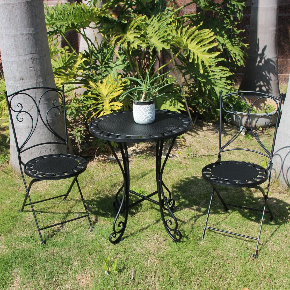 JUST HOME COLLECTION - Juego de Balcón de Terraza Roma 2 Personas Negro