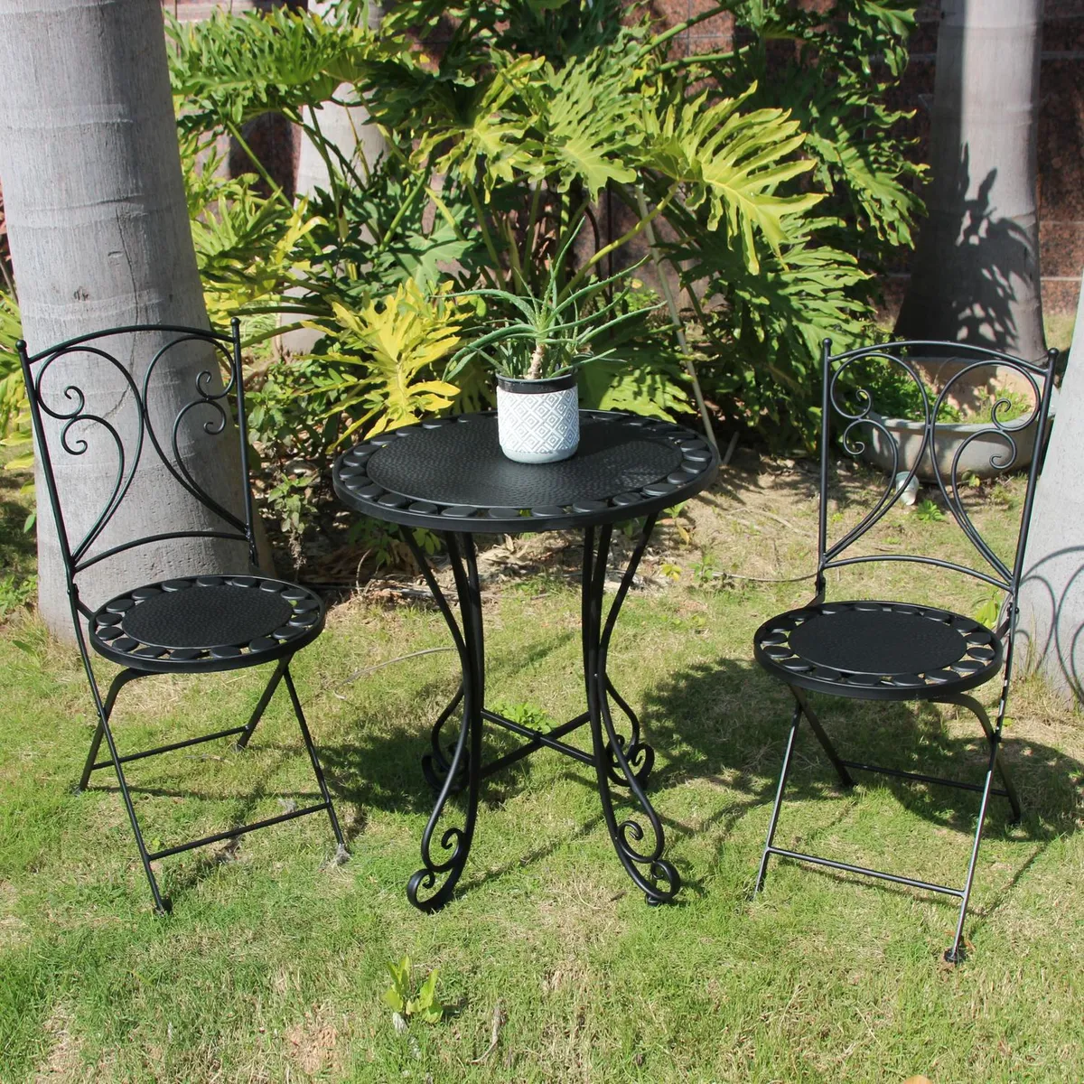 JUST HOME COLLECTION - Juego de Balcón de Terraza Roma 2 Personas Negro