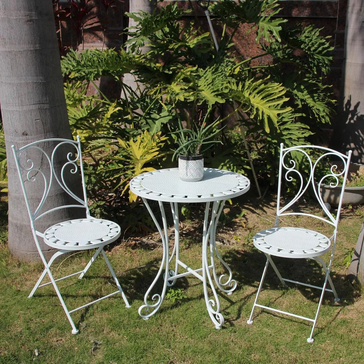 JUST HOME COLLECTION - Juego de Balcón de Terraza Roma 2 Personas Blanco