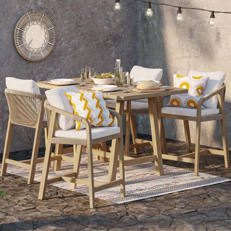 JUST HOME COLLECTION - Juego de Terraza Comedor Lucca 4 Personas Madera