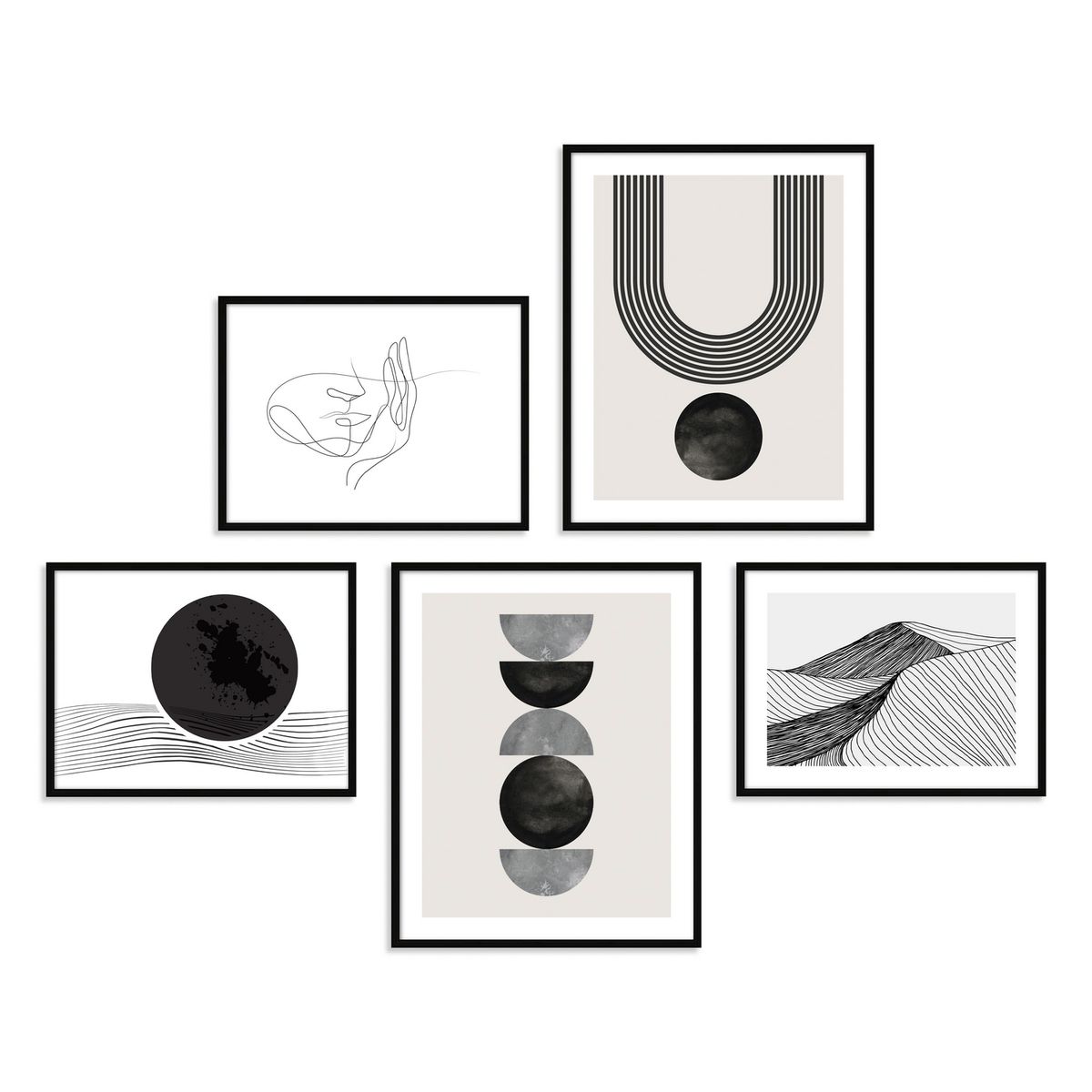JUST HOME COLLECTION - Set 5 cuadros marco negro