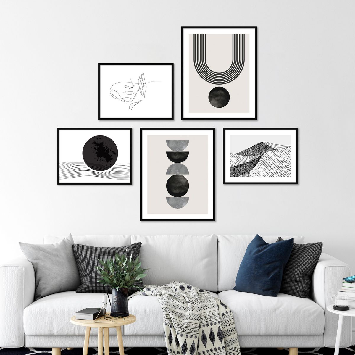 JUST HOME COLLECTION - Set 5 cuadros marco negro