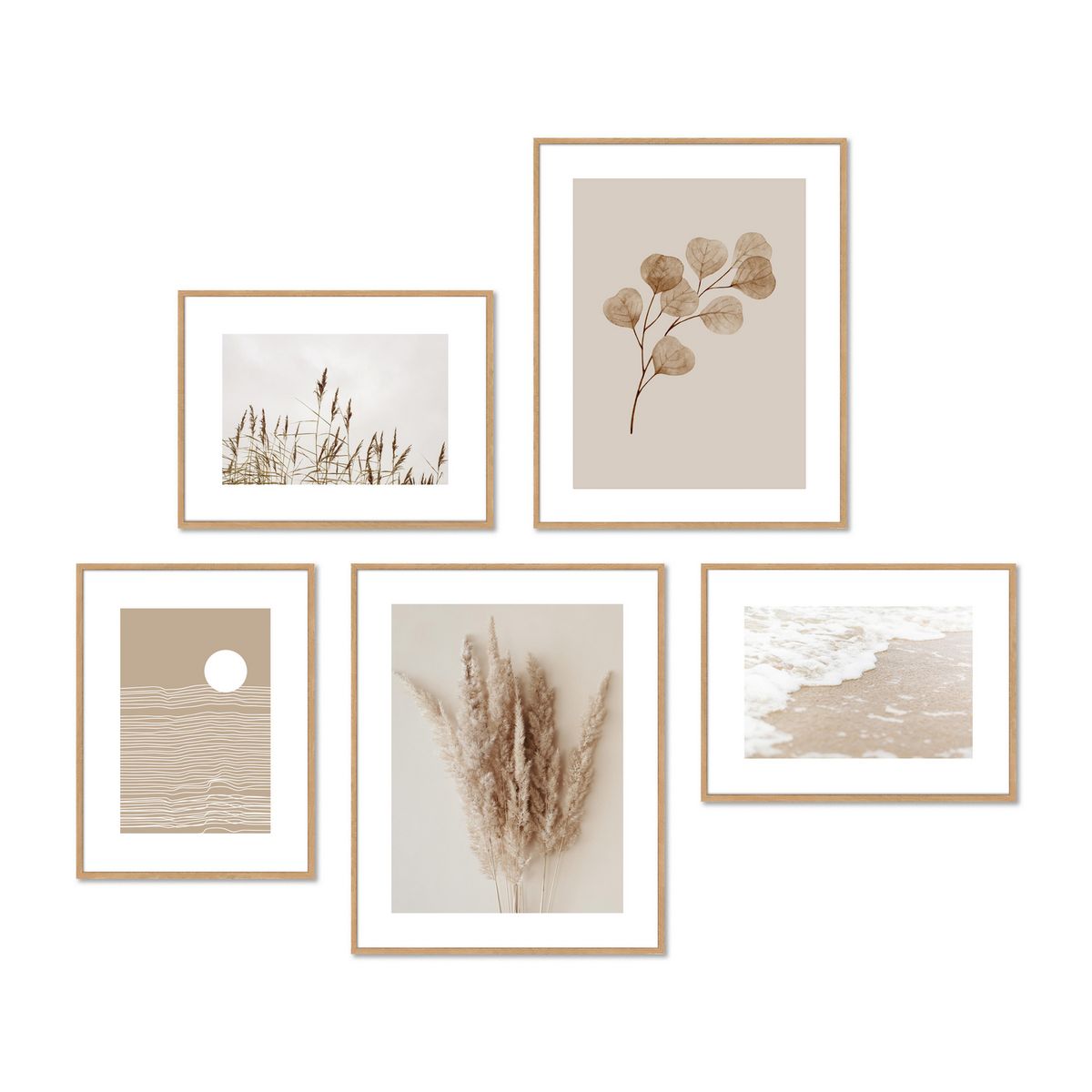 JUST HOME COLLECTION - Set 5 cuadros marco madera