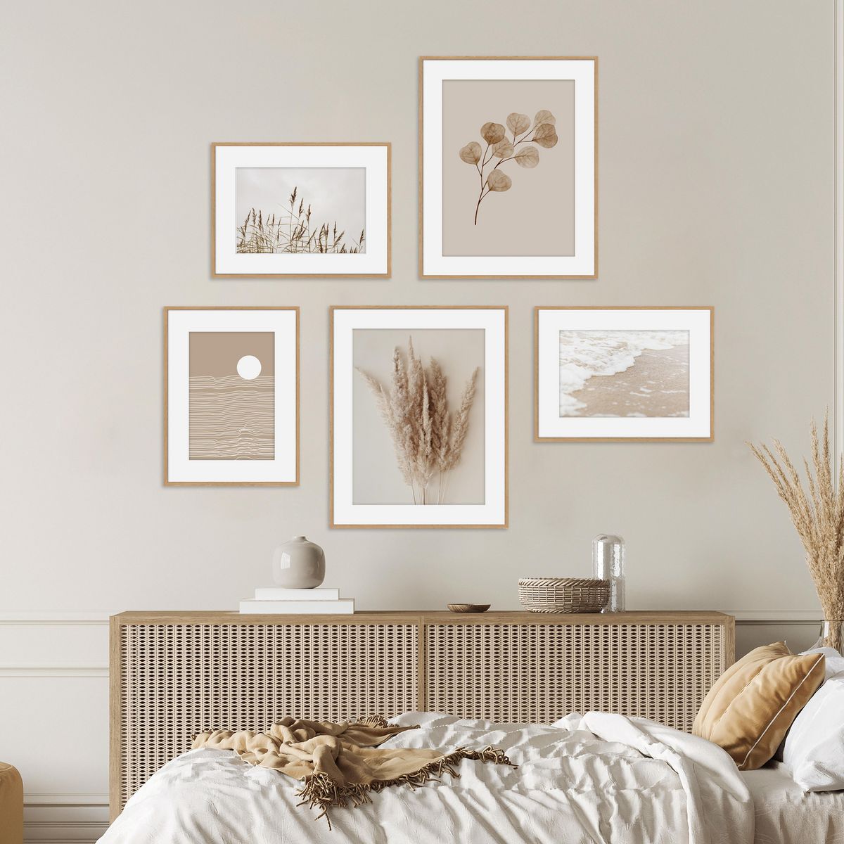 JUST HOME COLLECTION - Set 5 cuadros marco madera