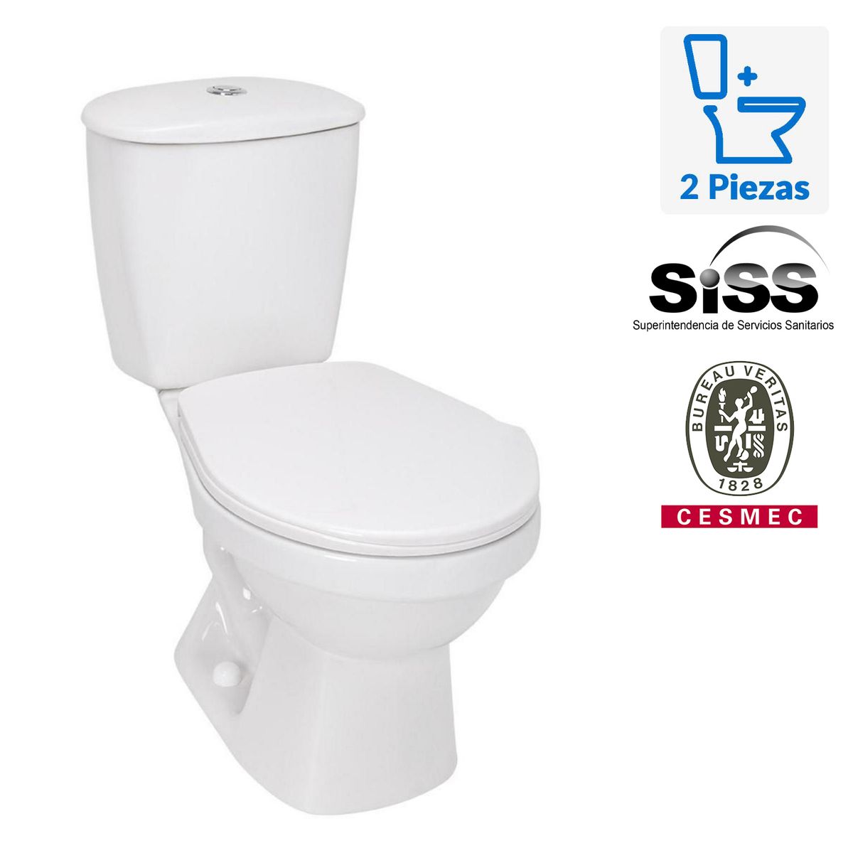 CORONA - Sanitario Two piece a Piso 30,5 cm 4.8 Litros Laguna blanco