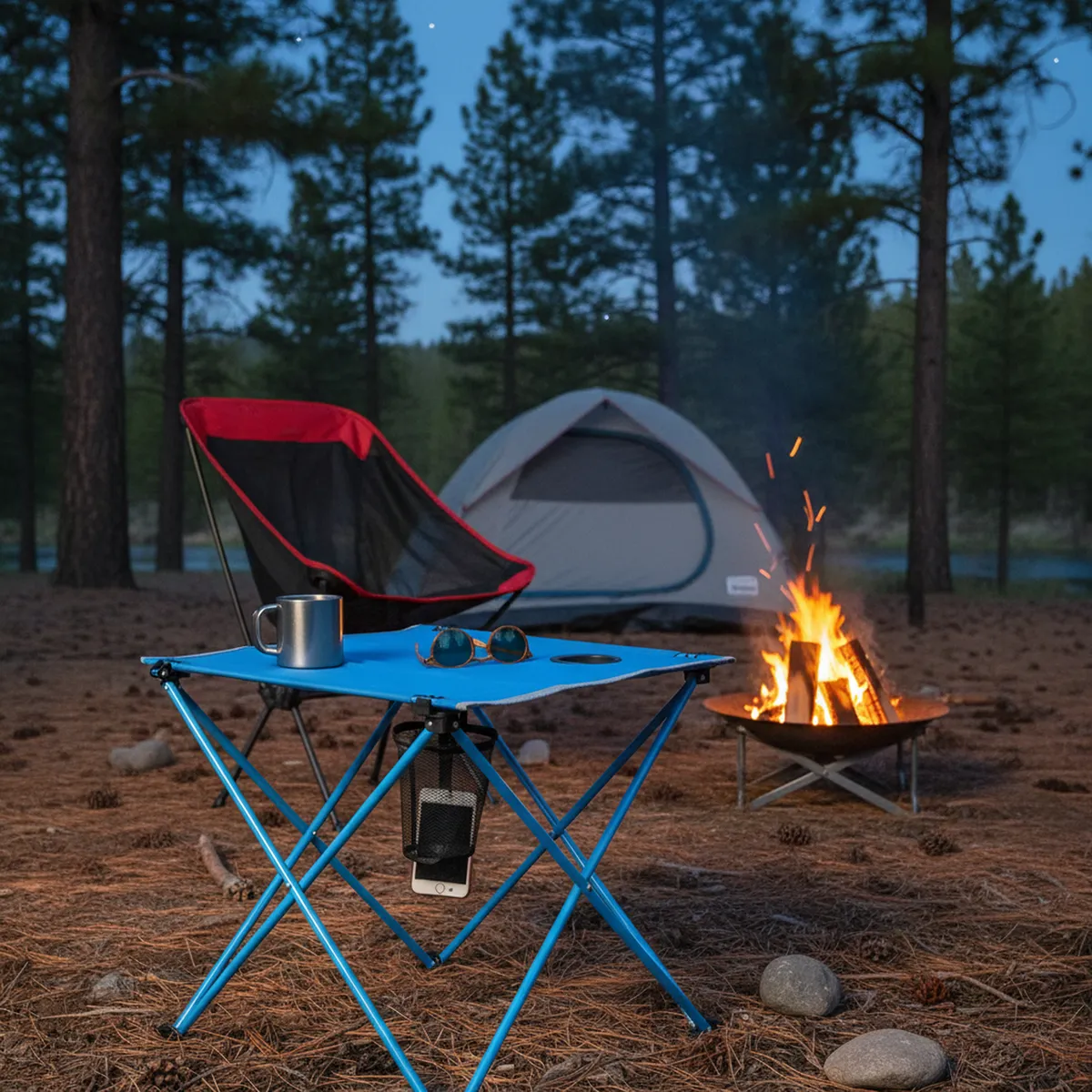 KLIMBER - Mesa de Camping Portatil Estándar 61 cm Celeste