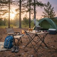 Mesa de Camping Rectangular 53x61x51 cm Café